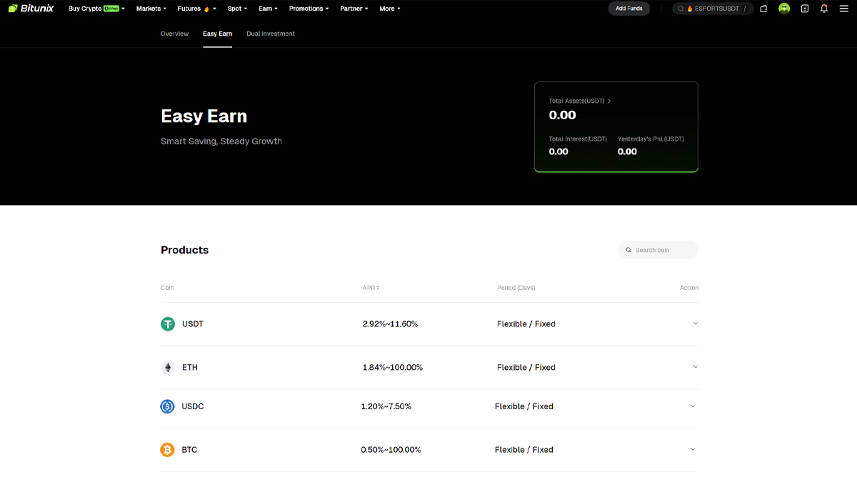 تصویر ورود به بخش earn در مقاله بهترین صرافی برای استیکینگ