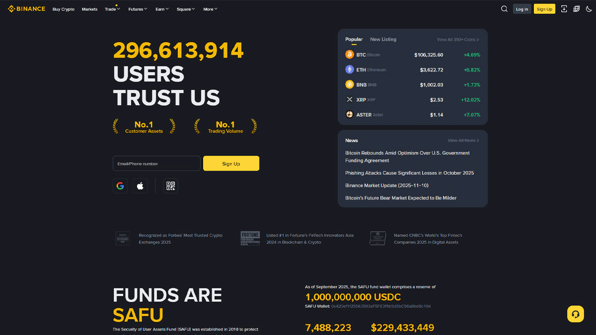 تصویر صرافی بایننس در مقاله بهترین صرافی برای خرید همستر