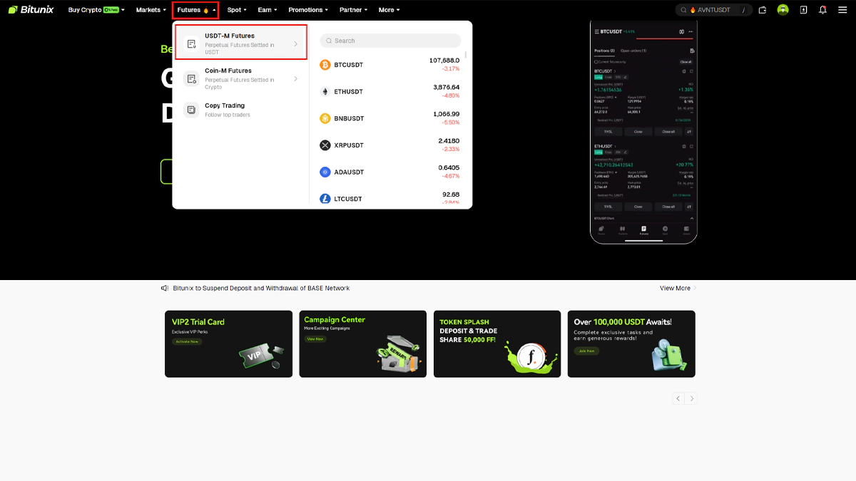 تصویر معاملات فیوچرز در بیت یونیکس در مقاله اموزش بیت یونیکس